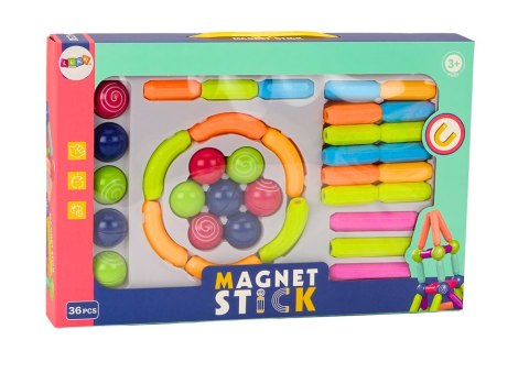Zestaw Klocków Magnetycznych Konstrukcyjne 36El Kolorowe Zestaw Klocków Magnetycznych Konstrukcyjne 36El Kolorowe