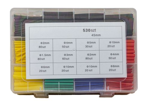 Zestaw 530 sztuk 4,5cm Koszulki, rurki termokurczliwe Kolory Rozmiary Zestaw 530 sztuk 4,5cm Koszulki, rurki termokurczliwe Kolory Rozmiary
