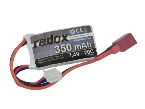 Redox 350 mAh 7,4V 20C DEAN - pakiet LiPo Redox 350 mAh 7,4V 20C DEAN - pakiet LiPo
