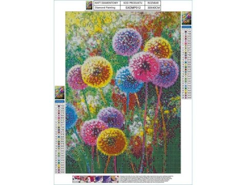 Haft Diamentowy, Obraz, Mozaika Diamentowa Diamond Painting, KOLOROWE DMUCHAWCE 30x40cm Haft Diamentowy, Obraz, Mozaika Diamentowa Diamond Painting, KOLOROWE DMUCHAWCE 30x40cm