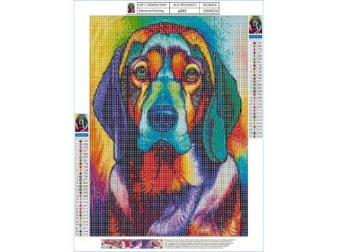 Haft Diamentowy, Obraz, Mozaika Diamentowa Diamond Painting, PIES W KOLORZE 30x40cm Haft Diamentowy, Obraz, Mozaika Diamentowa Diamond Painting, PIES W KOLORZE 30x40cm