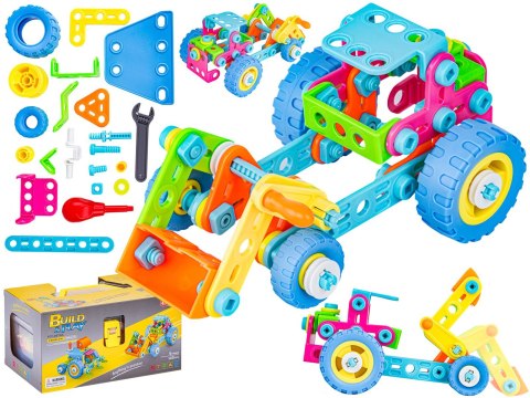Kolorowe Klocki Elastyczne, Konstrukcyjne 118 El., Koparka, Traktor, Pojazdy Budowlane Do Rozkręcania I Skręcania Kolorowe Klocki Elastyczne, Konstrukcyjne 118 El., Koparka, Traktor, Pojazdy Budowlane Do Rozkręcania I Skręcania
