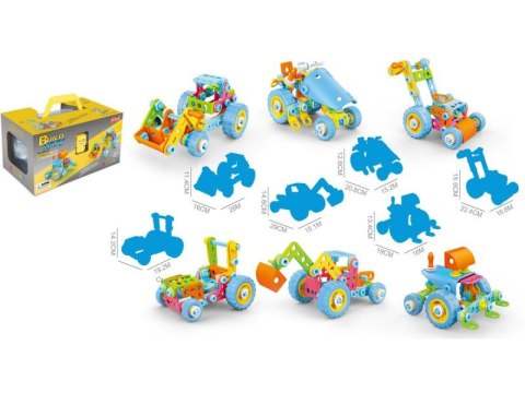 Kolorowe Klocki Elastyczne, Konstrukcyjne 118 El., Koparka, Traktor, Pojazdy Budowlane Do Rozkręcania I Skręcania Kolorowe Klocki Elastyczne, Konstrukcyjne 118 El., Koparka, Traktor, Pojazdy Budowlane Do Rozkręcania I Skręcania