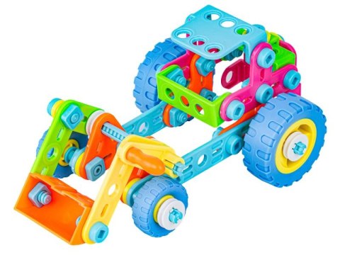 Kolorowe Klocki Elastyczne, Konstrukcyjne 118 El., Koparka, Traktor, Pojazdy Budowlane Do Rozkręcania I Skręcania Kolorowe Klocki Elastyczne, Konstrukcyjne 118 El., Koparka, Traktor, Pojazdy Budowlane Do Rozkręcania I Skręcania