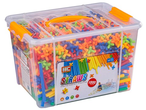 Słomki Konstrukcyjne, Klocki , Patyczki 1000 El, Kuferek, 3D Słomki Konstrukcyjne, Klocki , Patyczki 1000 El, Kuferek, 3D