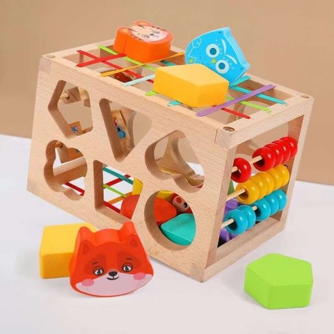 DREWNIANY SORTER KLOCKÓW ELASTYCZNA KOSTKA SENSORYCZNA MONTESSORI GUMKI 12 KLOCKÓW DREWNIANY SORTER KLOCKÓW ELASTYCZNA KOSTKA SENSORYCZNA MONTESSORI GUMKI 12 KLOCKÓW