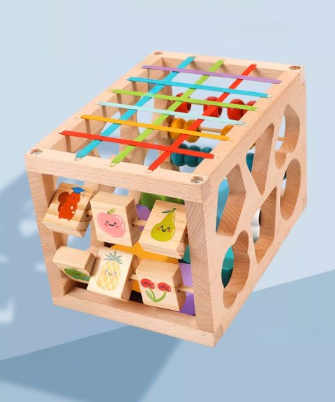 DREWNIANY SORTER KLOCKÓW ELASTYCZNA KOSTKA SENSORYCZNA MONTESSORI GUMKI 12 KLOCKÓW DREWNIANY SORTER KLOCKÓW ELASTYCZNA KOSTKA SENSORYCZNA MONTESSORI GUMKI 12 KLOCKÓW