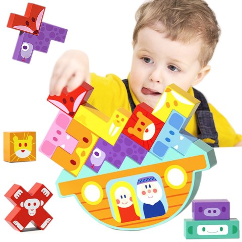 GRA LOGICZNA ZRĘCZNOŚCIOWA KLOCKI BALANSUJĄCY STATEK ARKA NOEGO TETRIS JHTOY-961 GRA LOGICZNA ZRĘCZNOŚCIOWA KLOCKI BALANSUJĄCY STATEK ARKA NOEGO TETRIS JHTOY-961
