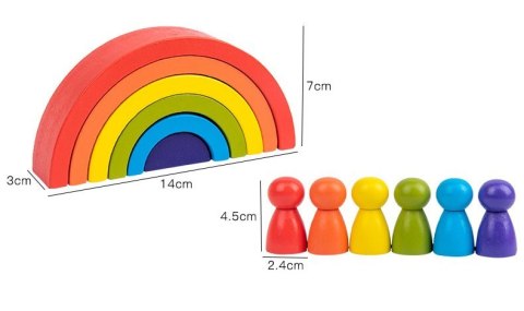 KLOCKI DREWNIANE GRA LOGICZNA ZRĘCZNOŚCIOWA TĘCZA Z PIONKAMI JHTOY-281 KLOCKI DREWNIANE GRA LOGICZNA ZRĘCZNOŚCIOWA TĘCZA Z PIONKAMI JHTOY-281
