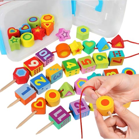 KORALIKI KLOCKI DREWNIANE DO NAWLEKANIA MONTESSORI 37 EL. CYFRY KORALIKI KLOCKI DREWNIANE DO NAWLEKANIA MONTESSORI 37 EL. CYFRY