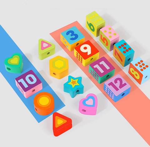 KORALIKI KLOCKI DREWNIANE DO NAWLEKANIA MONTESSORI 37 EL. CYFRY KORALIKI KLOCKI DREWNIANE DO NAWLEKANIA MONTESSORI 37 EL. CYFRY