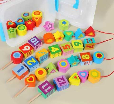 KORALIKI KLOCKI DREWNIANE DO NAWLEKANIA MONTESSORI 37 EL. CYFRY KORALIKI KLOCKI DREWNIANE DO NAWLEKANIA MONTESSORI 37 EL. CYFRY