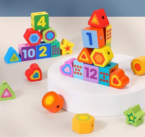 KORALIKI KLOCKI DREWNIANE DO NAWLEKANIA MONTESSORI 37 EL. CYFRY KORALIKI KLOCKI DREWNIANE DO NAWLEKANIA MONTESSORI 37 EL. CYFRY