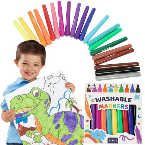 MARKERY FLAMASTRY PISAKI DLA DIECI ŚCIERALNE ZMYWALNE 20 SZT MARKERY FLAMASTRY PISAKI DLA DIECI ŚCIERALNE ZMYWALNE 20 SZT