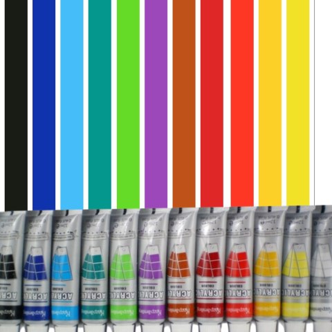 FARBY AKRYLOWE W TUBKACH ZESTAW 12 SZTUK 6ML FARBY AKRYLOWE W TUBKACH ZESTAW 12 SZTUK 6ML