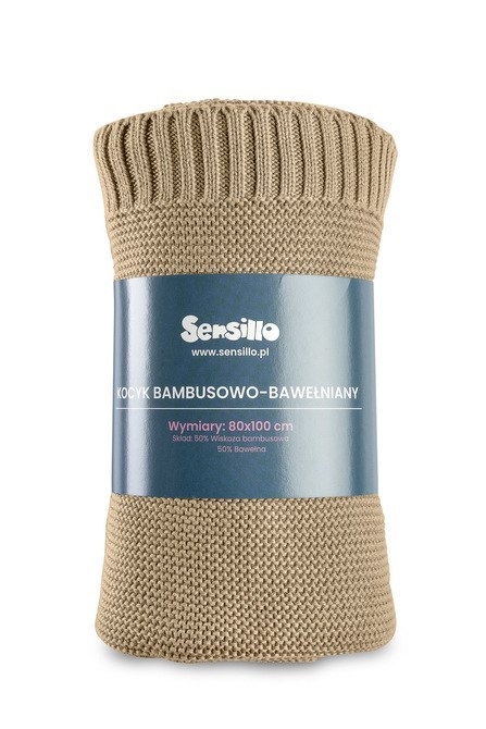 KOCYK BAMBUSOWO-BAWEŁNIANY 80X100 CM BEŻOWY KOCYK BAMBUSOWO-BAWEŁNIANY 80X100 CM BEŻOWY