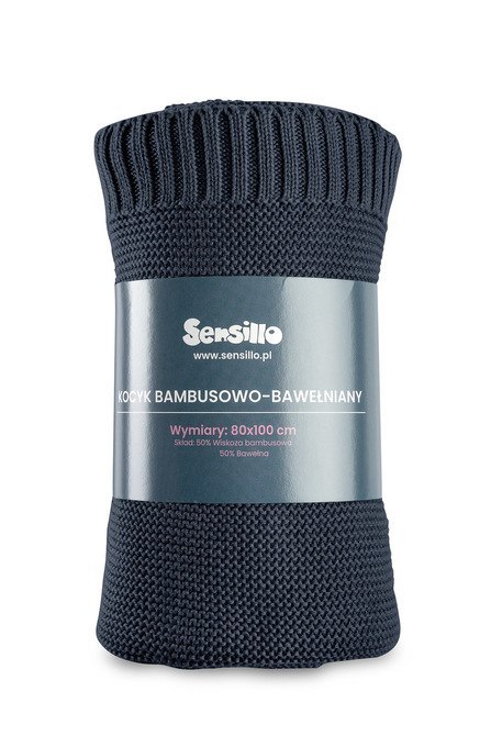 KOCYK BAMBUSOWO-BAWEŁNIANY 80X100 CM GRANATOWY KOCYK BAMBUSOWO-BAWEŁNIANY 80X100 CM GRANATOWY
