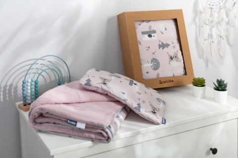 KOMPLET BAWEŁNA-MUŚLIN OPAK. POLANA RÓŻOWY