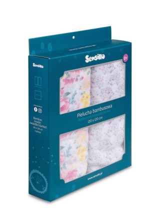 PIELUCHA BAMBUSOWA 2-pak KWIATY+JEŻE 120X120