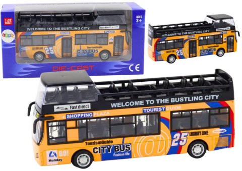 Autobus Piętrowy z Dźwiękiem 1:32 Otwierane Drzwi Żółty Autobus Piętrowy z Dźwiękiem 1:32 Otwierane Drzwi Żółty