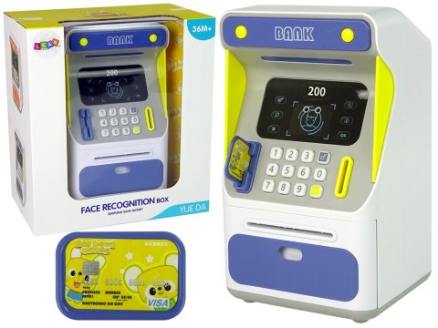 Bankomat Skarbonka Czujnik Rozpoznawania Twarzy PIN Oszczędzanie Niebieski Bankomat Skarbonka Czujnik Rozpoznawania Twarzy PIN Oszczędzanie Niebieski