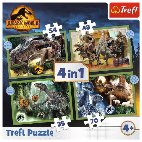 Puzzle - 4w1 - Groźne dinozaury - Universal Jurassic World Trefl 34607 Puzzle - 4w1 - Groźne dinozaury - Universal Jurassic World Trefl 34607