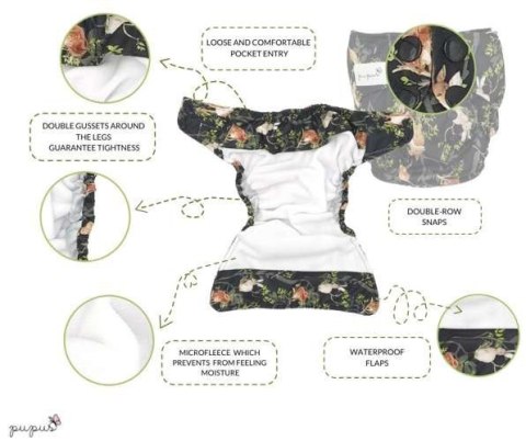 Pieluszka z kieszonką OS dwurzędowa, KOLIBRY Pieluszka z kieszonką OS dwurzędowa, KOLIBRY