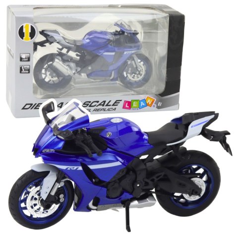 Motocykl Sportowy Metalowy Światła Dźwięki Granatowy R1 1:12 Motocykl Sportowy Metalowy Światła Dźwięki Granatowy R1 1:12