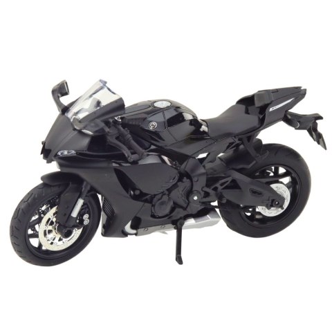 Motocykl Sportowy Metalowy Światła Dźwięki Srebrne Elementy Czarny 1:12 Motocykl Sportowy Metalowy Światła Dźwięki Srebrne Elementy Czarny 1:12
