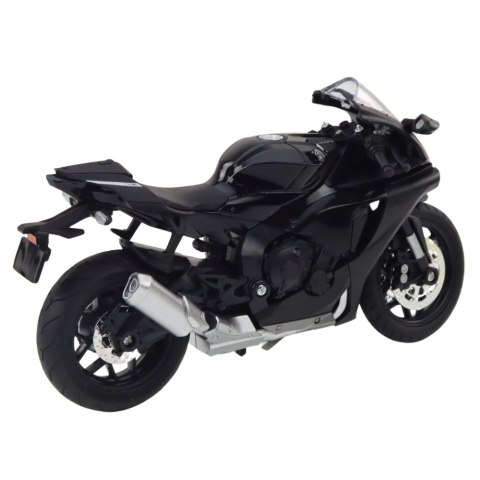 Motocykl Sportowy Metalowy Światła Dźwięki Srebrne Elementy Czarny 1:12 Motocykl Sportowy Metalowy Światła Dźwięki Srebrne Elementy Czarny 1:12