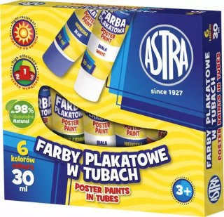 Farby plakatowe w tubie, 6 kolorów 30 ml
