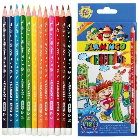 Kredki trójkątne Flamingo (12 sztuk) Kredki trójkątne Flamingo (12 sztuk)