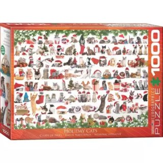 Puzzle 1000 elementów. Świąteczny świat kotów