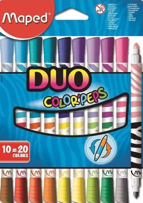 Flamastry dwustronne Color'Peps Duo, 20 kolorów Flamastry dwustronne Color'Peps Duo, 20 kolorów