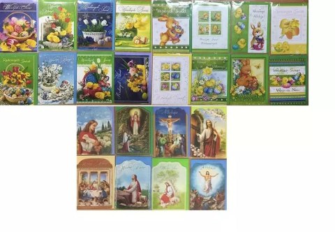 Karnet B6 Wielkanoc brokat + koperta, mix Karnet B6 Wielkanoc brokat + koperta, mix