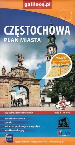 Plan miasta wodoodporny. Częstochowa 1:16 000 Plan miasta wodoodporny. Częstochowa 1:16 000