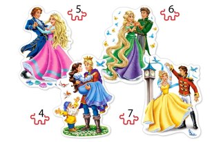 Puzzle konturowe 4w1. Zakochane księżniczki