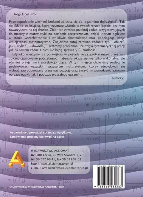 Trening przed maturą rozszerzoną z matematyki Trening przed maturą rozszerzoną z matematyki