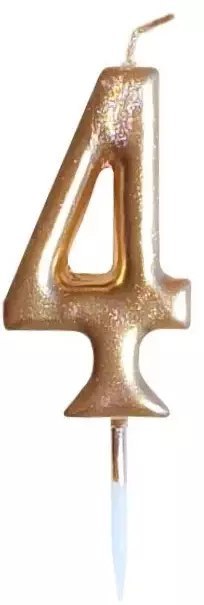 Świeczka urodzinowa metaliczna złota - cyferka 4 Świeczka urodzinowa metaliczna złota - cyferka 4