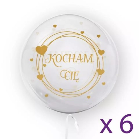 Zestaw 6 sztuk - "Kocham Cię", złoty