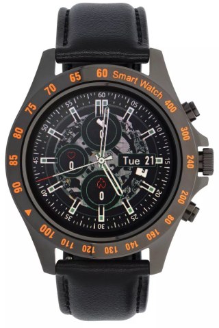 Smartwatch Garett Men Style, czarny, skórzany
