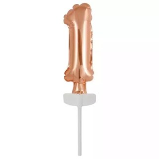 Balon foliowy mini cyfra 1 różowe złoto 4x12cm