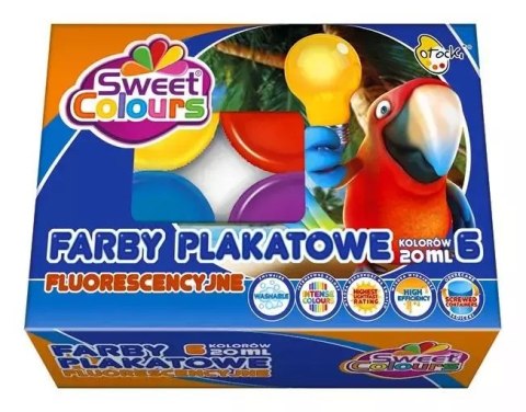Farby plakatowe fluorescencyjne 6 kolorów 20ml Farby plakatowe fluorescencyjne 6 kolorów 20ml