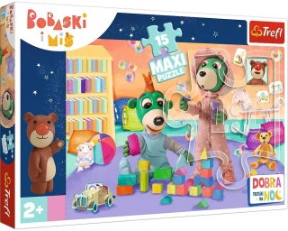 Puzzle maxi 15 elementów. Bobaski i Miś. Wesoły świat bobasków