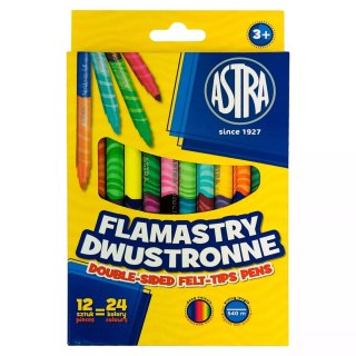 Flamastry dwustronne, 12 sztuk w 24 kolorach