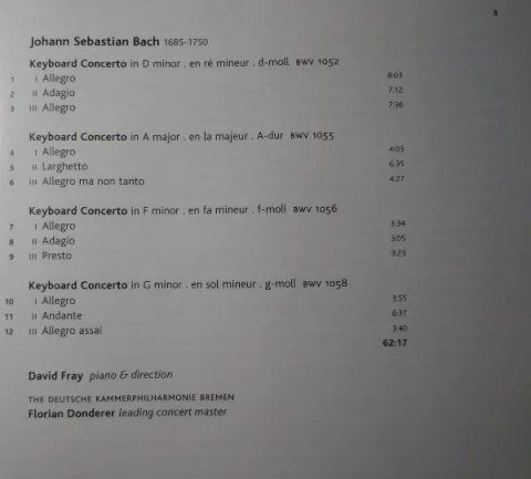 JS Bach. Keyboards Concertos, DVD JS Bach. Keyboards Concertos, DVD