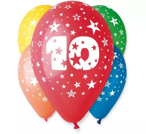 Balon, 12", liczba 10, pastelowy mix, 5 sztuk Balon, 12", liczba 10, pastelowy mix, 5 sztuk