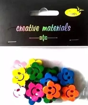 Guziki drewniane kolorowe kwiatki 20mm 6g Guziki drewniane kolorowe kwiatki 20mm 6g