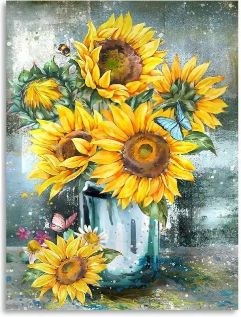 Malowanie po numerach Bukiet słoneczników w słoiku 50x40cm 2001334 Malowanie po numerach Bukiet słoneczników w słoiku 50x40cm 2001334