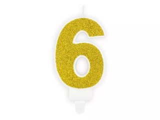 Świeczka urodzinowa 6 złota 7cm